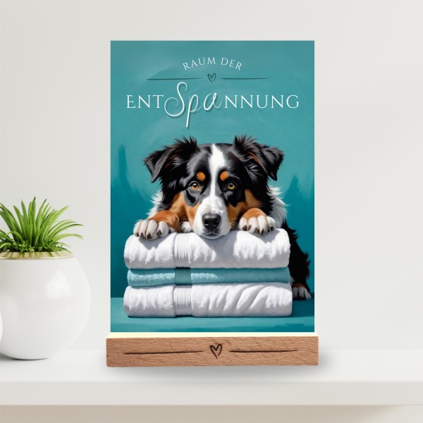 Hundeschild Deko Badezimmer Wellness Australian Shepherd Schild