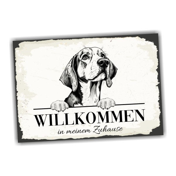 Hundeschild Willkommen Zuhause Beagle Schild Achtung Zaun Frau Spruch Türschild Hundeschild Warnschild Design by Siviwonder