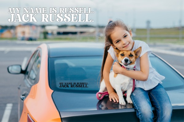Jack Russell Dog Name Hundeaufkleber Hundemotiv Folie Terrier JRT Jacky Jackie Russel