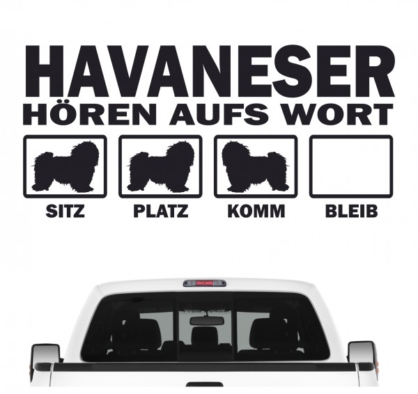 Havaneser Havanese Kuba Bichon Havana Bichon Habanero Hört aufs Wort Hunde Aufkleber Sticker Autoaufkleber Wandtattoo Tattoo