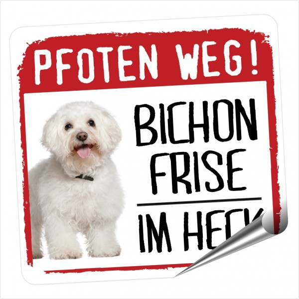 Bichon Frise a poil frise Aufkleber PFOTEN WEG Hundeaufkleber Folie Hund