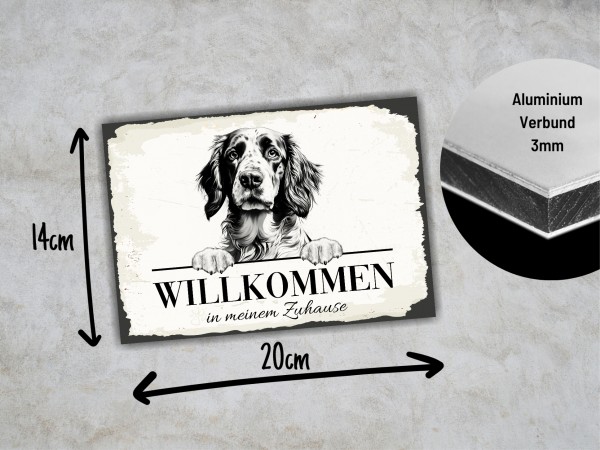Hundeschild Willkommen Zuhause English Setter Schild Achtung Spruch