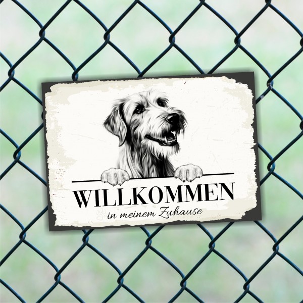 Hundeschild Willkommen Zuhause Irish Wolfhound Schild Achtung Spruch