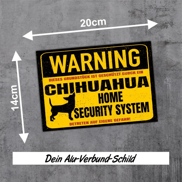 Chihuahua Chi Chis Dog Schild Warning Security System Türschild Hundeschild Warnschild