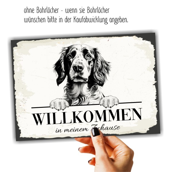 Hundeschild Willkommen Zuhause English Setter Schild Achtung Spruch