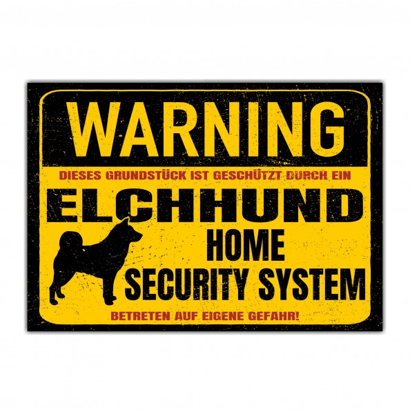 Elchhund Elch Jagdhund Dog Schild Warning Security System Türschild Hundeschild Warnschild