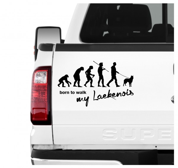 Laekenois Belgischer Schäferhund Berger Belge Evolution Born to Walk Hunde Aufkleber Sticker Autoaufkleber Wandtattoo Tattoo