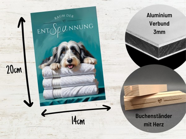Hundeschild Deko Badezimmer Wellness Bearded Collie Beardie Schild Spruch