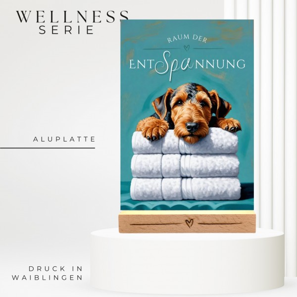 Hundeschild Deko Badezimmer Wellness Airedale Terrier Schild Spruch Türschild
