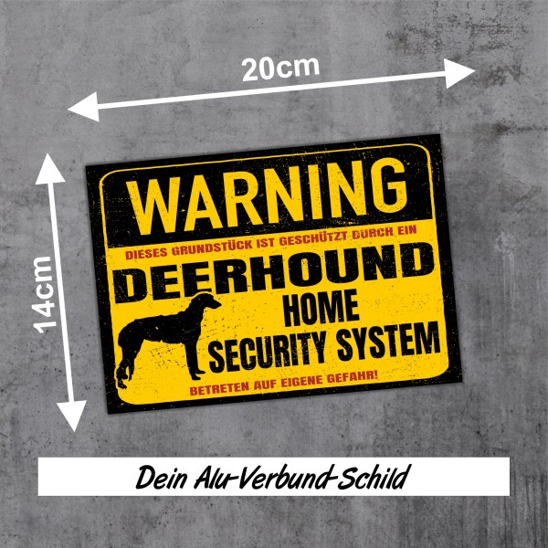 Deerhound Scottish Dog Schild Warning Security System Türschild Hundeschild Warnschild