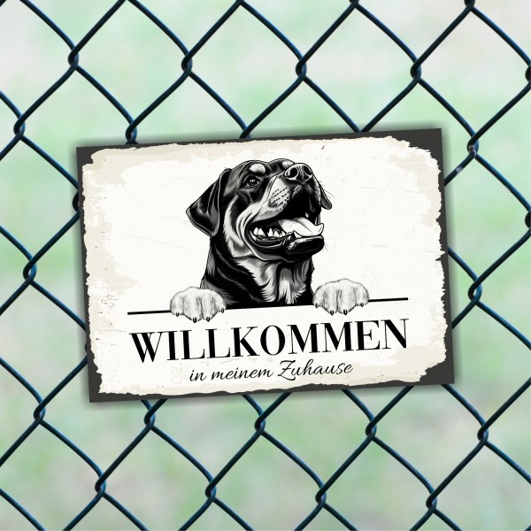 Hundeschild Willkommen Zuhause Rottweiler Rottie Schild Achtung Spruch