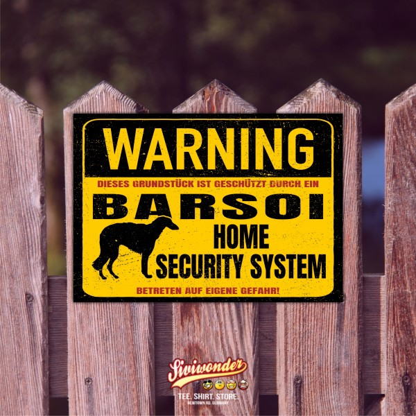 Barsoi Borzoi Dog Schild Warning Security System Türschild Hundeschild Warnschild