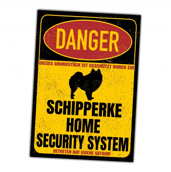 Schipperke Türschild Danger Security System Warnschild Hund Schilder Hundeschild