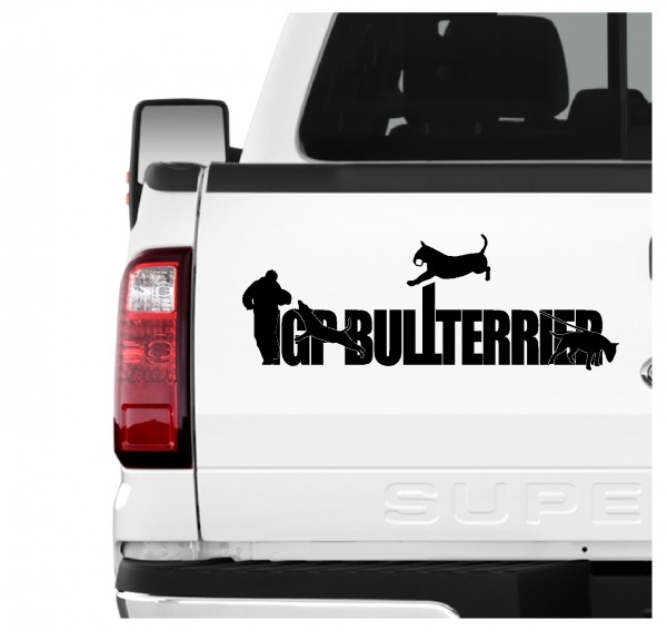 Bullterrier IGP Schrift Auto Aufkleber Bull Terrier Autoaufkleber K9 Hundeanhänger ehemals IPO Hundesport