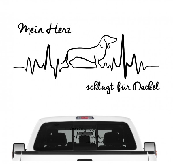 Dackel Teckel Dachshund Wiener Dog Hundeaufkleber Herz AUTOAUFKLEBER Hunde HEARTBEAT EKG by SIVIWONDER