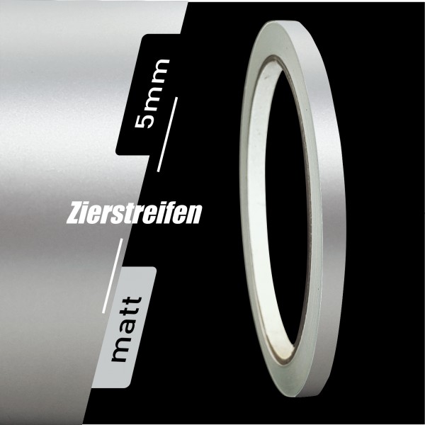 Zierstreifen Matt silber metallic 5mm in in 10 m Länge für Auto Boot Klebeband Dekorstreifen Tuningstreifen Autofolie Siviwonder
