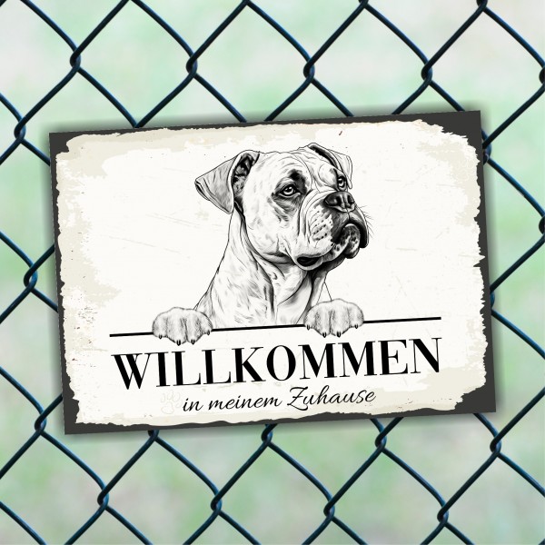 Hundeschild Willkommen Zuhause Boxer deutscher Schild