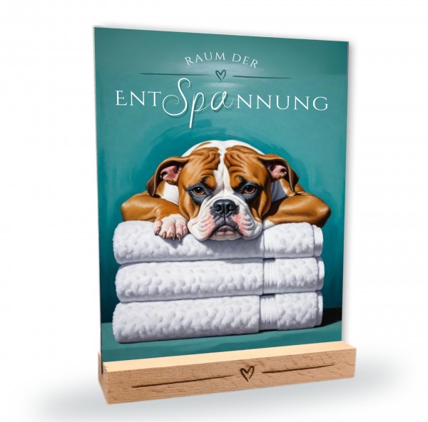 Hundeschild Deko Badezimmer Wellness English Bulldog Schild Spruch