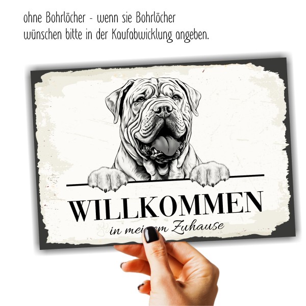 Hundeschild Willkommen Zuhause Shar Pei Faltenhund Schild Achtung