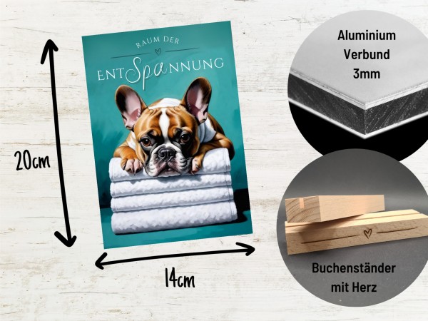Hundeschild Deko Badezimmer Wellness French Bulldog Schild Spruch