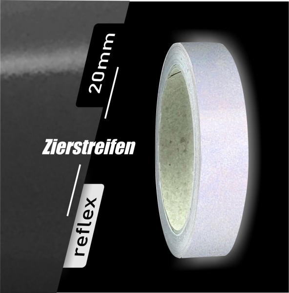 Zierstreifen reflektierend schwarz 20mm 10 m Länge für Auto Boot Klebeband Dekorstreifen Reflexstreifen Tuningstreifen Autofolie Siviwonder