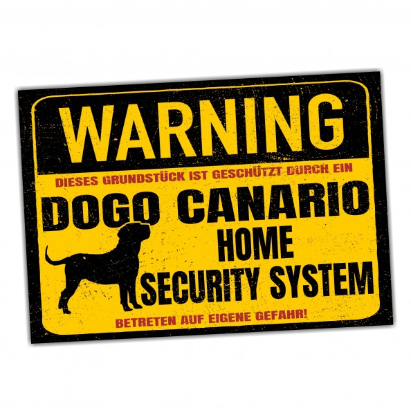 Dogo Canario Presa Dog Schild Warning Security System Türschild Hundeschild Warnschild Warnung