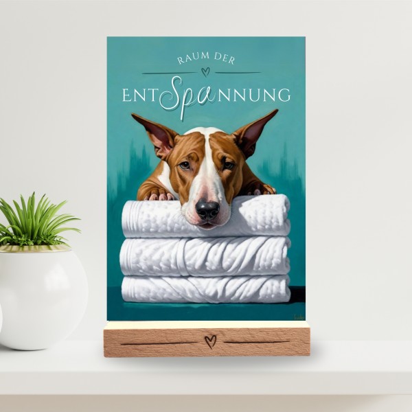 Hundeschild Deko Badezimmer Wellness Bullterrier Bully Schild Spruch