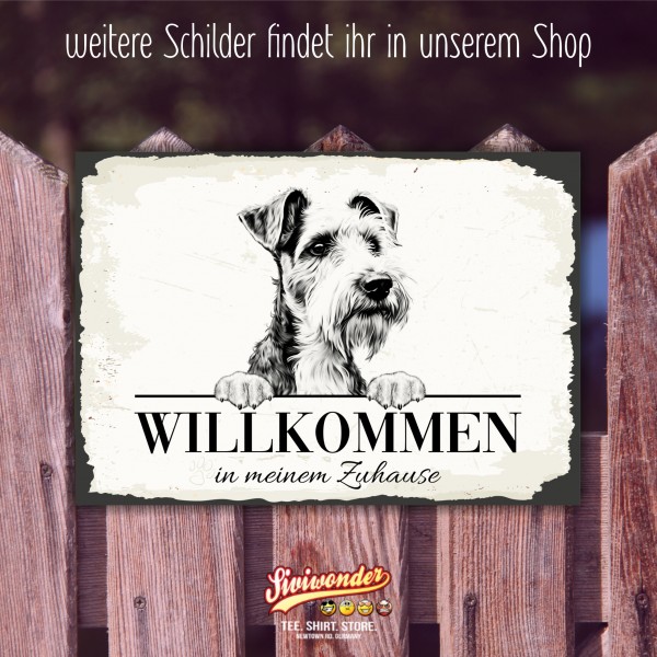 Hundeschild Willkommen Zuhause Foxterrier Foxie Fox Terrier Schild Achtung Spruch