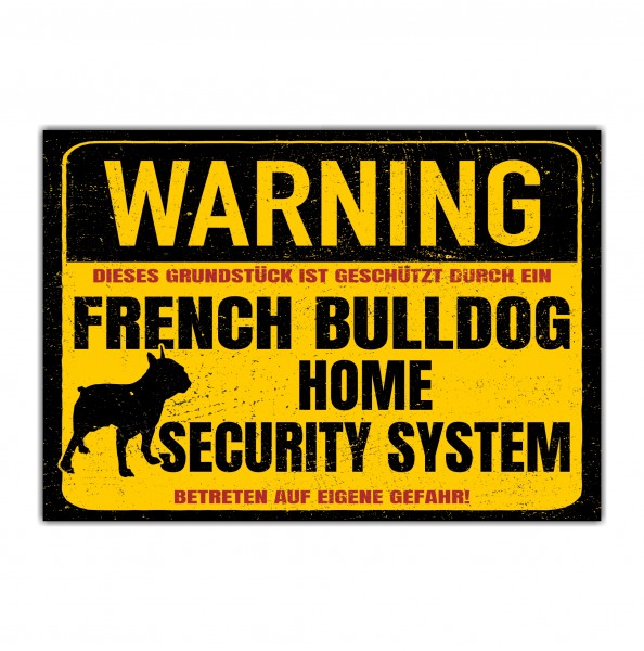 French Bulldog Schild Warning Security System Türschild Hundeschild Warnschild Schild Hund