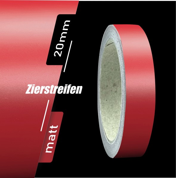 Zierstreifen Matt dunkelrot rot dunkel 20mm in in 10 m Länge für Auto Boot Klebeband Dekorstreifen Tuningstreifen Autofolie Siviwonder
