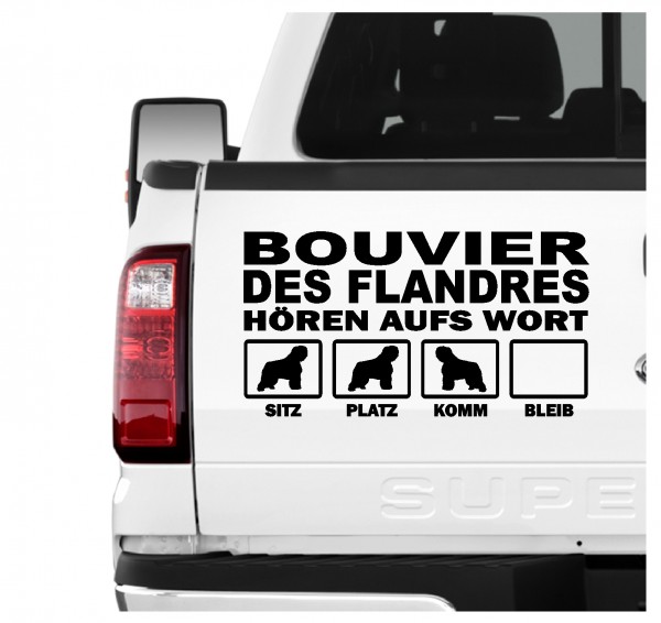 Bouvier des Flandres der Flandrische Treibhund Flanders Dog Hört aufs Wort Hunde Aufkleber Sticker Autoaufkleber