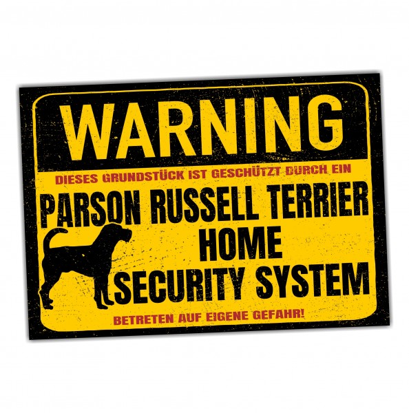 Parson Russell Terrier Türschild Warning Security System Warnschild Hund Schilder Hundeschild