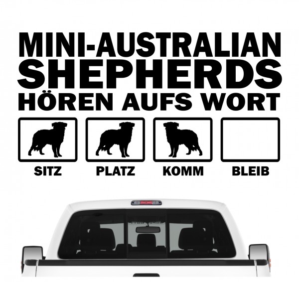 Miniature Australian Shepherd Mini Aussie Hört aufs Wort Hunde Aufkleber Sticker Autoaufkleber Wandtattoo Tattoo