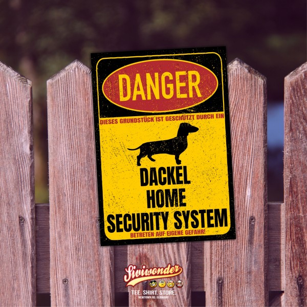Dackel Teckel Dachshund Wiener Dog Dog Türschild Danger Security System Warnschild Hund Schilder Hundeschild happy Design by Siviwonder