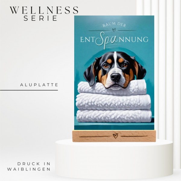 Hundeschild Deko Badezimmer Wellness Großer Schweizer Sennenhund Schild Spruch