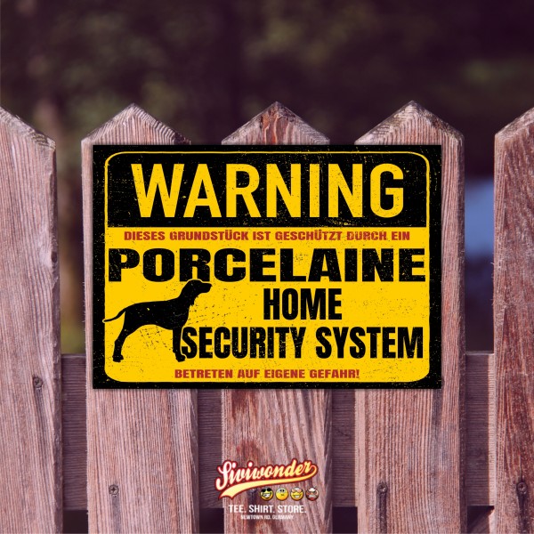 Schild Porcelaine Warning Security System Türschild Hundeschild Warnschild Hund Jagd