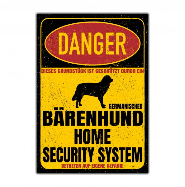 Germanischer Bärenhund Karelischer Bär Dog Türschild Danger Security System Warnschild Hund Schilder Hundeschild happy Design by Siviwonder