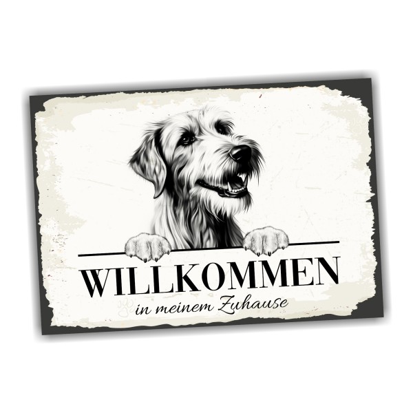 Hundeschild Willkommen Zuhause Irish Wolfhound Schild Achtung Spruch