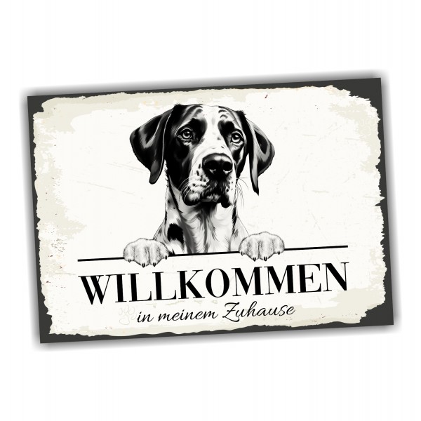 Hundeschild Willkommen Zuhause English Pointer Schild Achtung Spruch Türschild