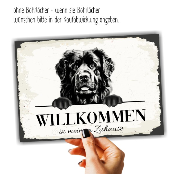 Hundeschild Willkommen Zuhause Neufundländer NeufiSchild Achtung Spruch