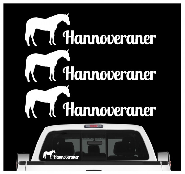 Hannoveraner Pferdesport Warmblut Freizeit Dressur Ausdauer Springen Aufkleber 3er Set Pferdeaufkleber Pferd reiten Auto Folie by SIVIWONDER