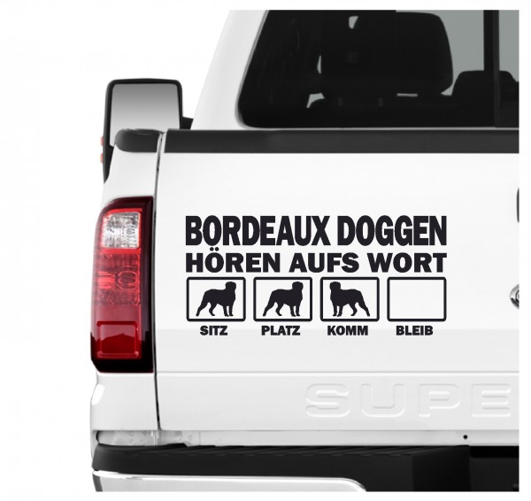 Bordeauxdogge Dogue de Bordeaux Mastiff Bordeauxdog Dog Hört aufs Wort Hunde Aufkleber Sticker Autoaufkleber