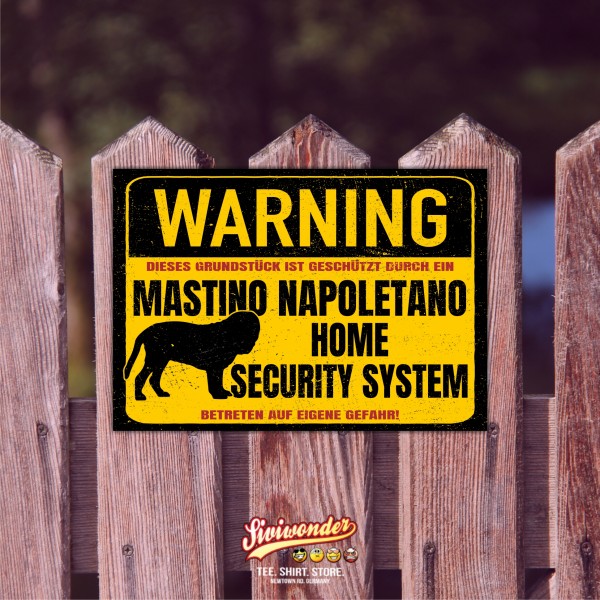 Mastino Napoletano Schild Warning Security Systm Türschild Hundeschild Warnschild Hund Achtung