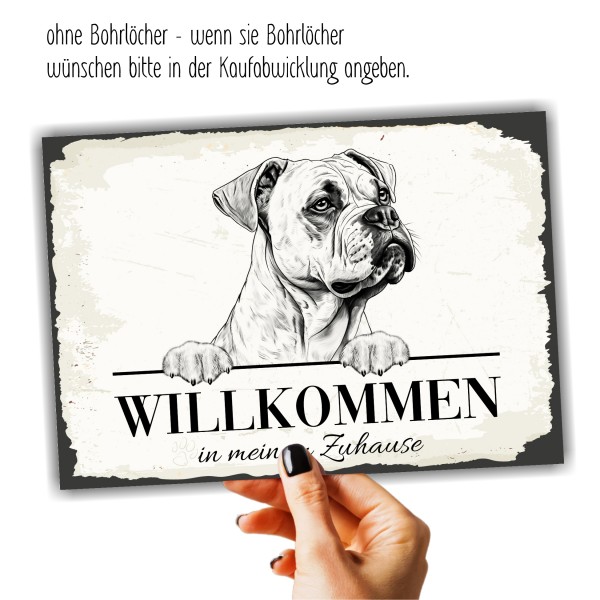 Hundeschild Willkommen Zuhause Boxer deutscher Schild