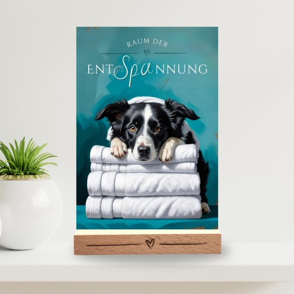 Hundeschild Deko Badezimmer Wellness Border Collie Schild