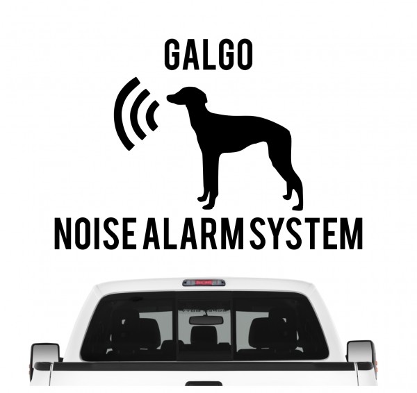 Galgo Noise Alarmsystem Auto Aufkleber Hund Folie Wandtattoo Tattoo Sticker Espanol Spanischer Windhund Straßenhund Tierheim