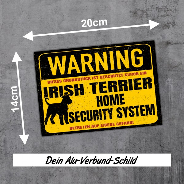 Irish Terrier Schild Warning Security System Türschild Hundeschild Warnschild Schild Hund Warnung