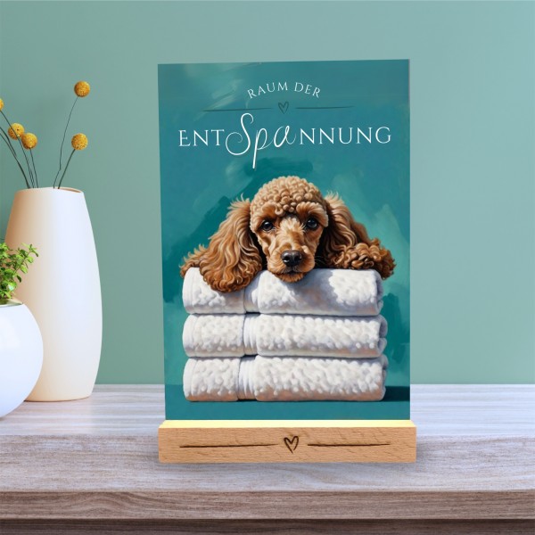 Hundeschild Deko Badezimmer Wellness Pudel Poodle Schild Spruch