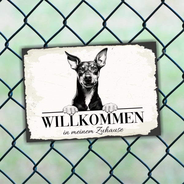 Hundeschild Willkommen Zuhause Manchester Terrier Schild Achtung Spruch