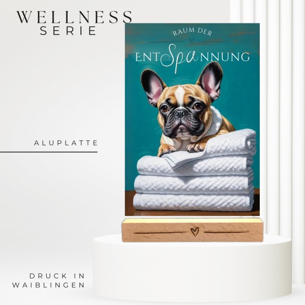 Hundeschild Deko Badezimmer Wellness French Bulldog Schild Spruch